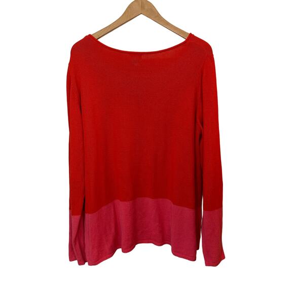 Old Navy Colorblock Sweater Womens Size XXL Orange Pink Round Neck Pullover - Picture 3 of 6